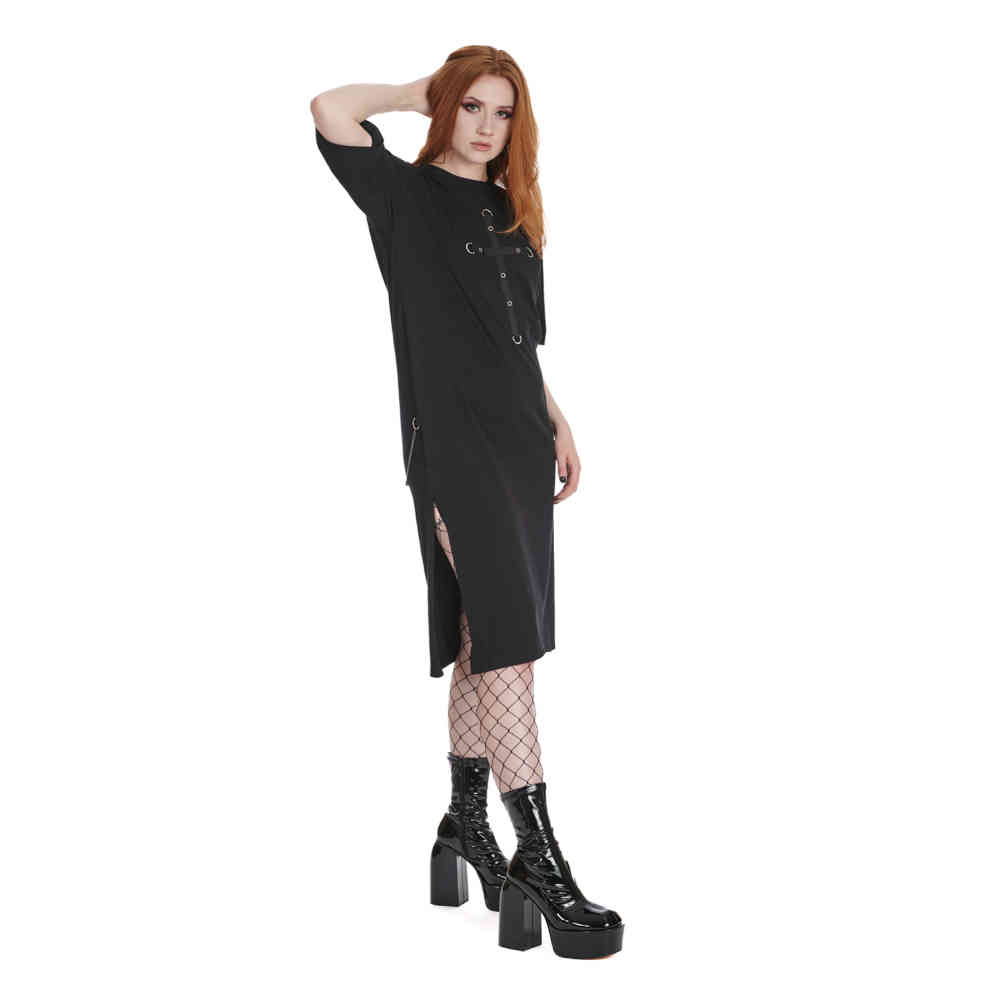 Banned - Spectral Noire Jersey Langes Kleid - Schwarz